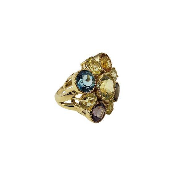 Vintage 14 Karat Yellow Gold and Gemstone Ring Size 8.25 GAI Certified #12081 - Picture 4 of 9